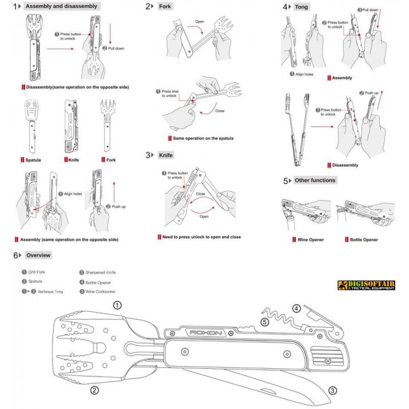 Roxon MBT3 6 in 1 Multifunzione Staccabile e Pieghevole per