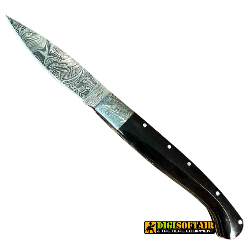 Pattada Mascu in black horn with 10cm damask blade 60351