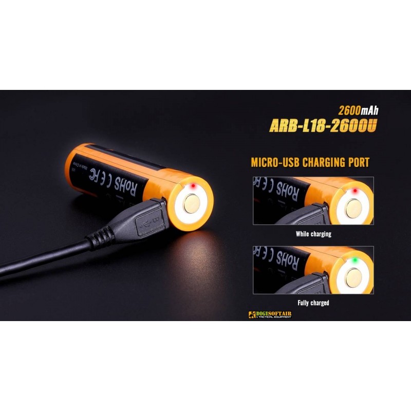 FENIX batteria Li-ion 18650 2600 mah ARB-L18-2600U