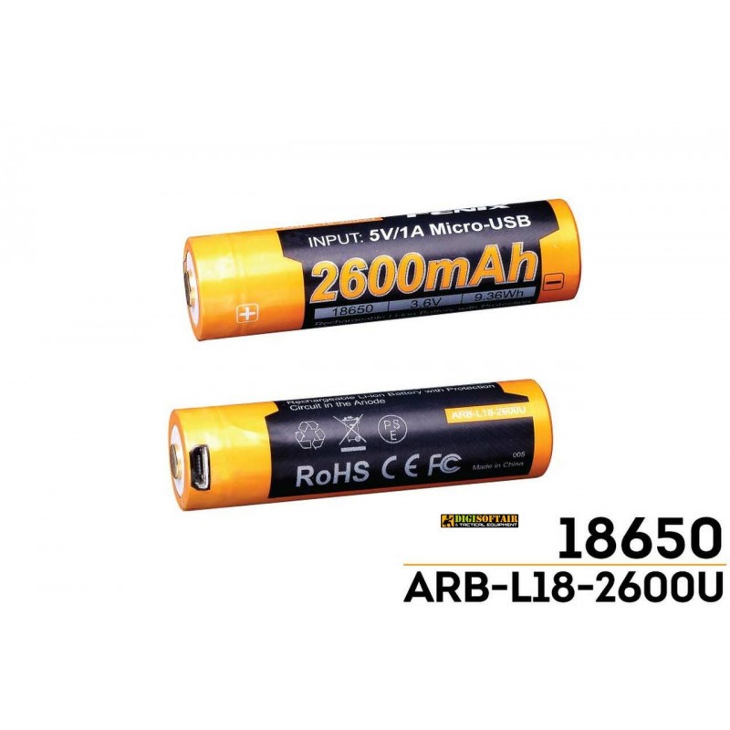 FENIX batteria Li-ion 18650 2600 mah ARB-L18-2600U