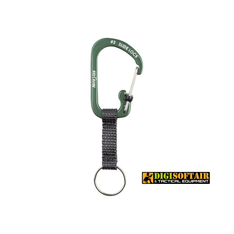 Nite ize Slidelock keyring 3 aluminum Olive CSLAW3-08