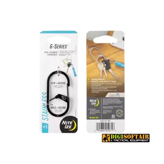 Nite Ize G-Series Dual Chamber Carabiner 3 SS Black, GS3-01-R6