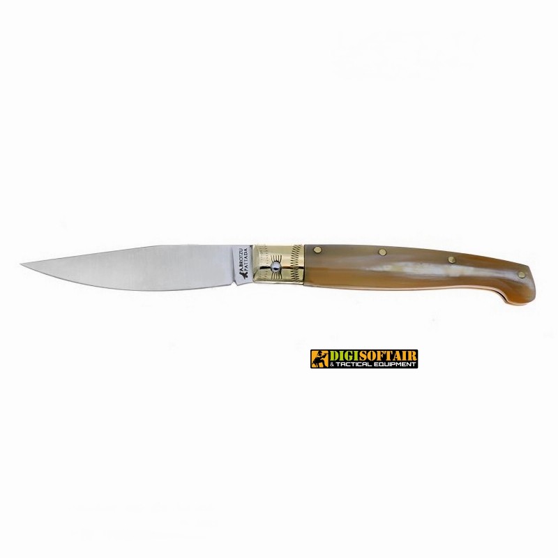 Pattada corno lucido testina in ottone 20cm, coltello