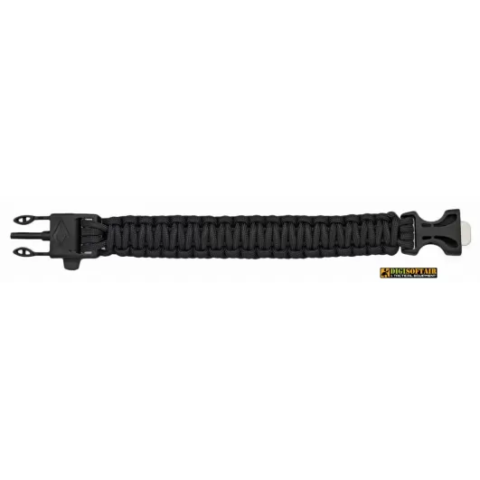 Vendita online Bracciale paracord NERO con fischietto e acciarino R09348