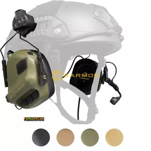 Earmor M32H Plus Tactical Communication Cuffie protettive per caschi FAST MT Foliage green