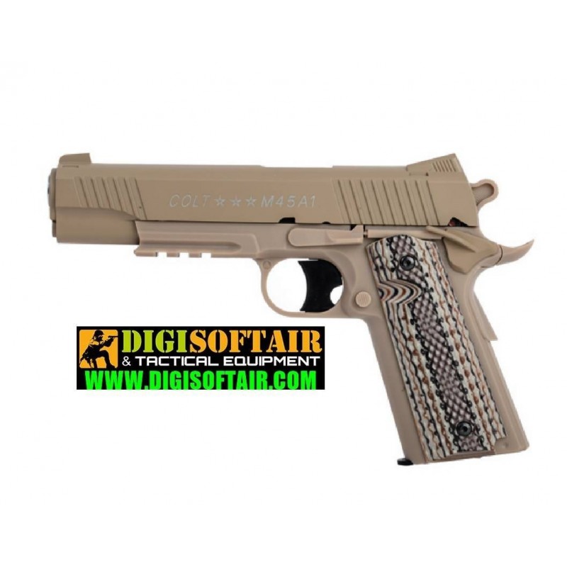 COLT Rail Gun Tan fixed metal slide 6mm 15BB's