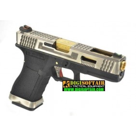 WE modello glock G17 Custom G FORCE series black, silver slide PISTOLA SOFTAIR A GAS